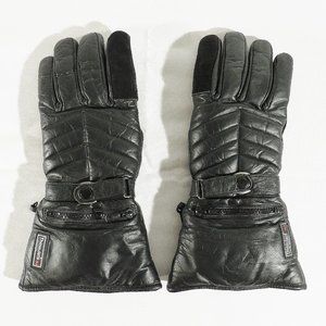 Small Black Leather Gauntlet Motorcycle Riding Gloves 3M Thinsulate Cold Weather